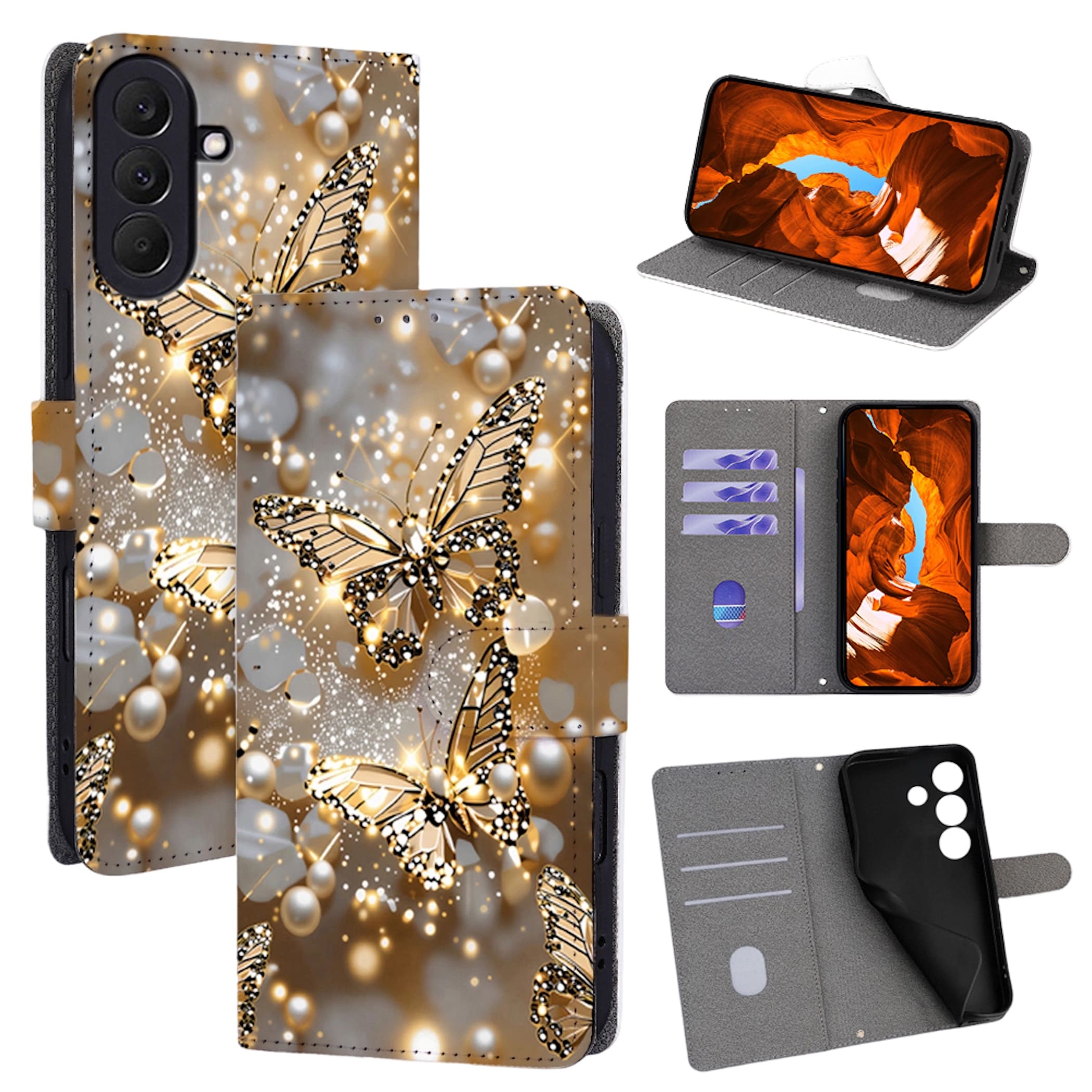 Handyh&uuml;lle Klapp Tasche Samsung Galaxy A18 / A17 4G / 5G  Kunstleder Book Design - Bild 1