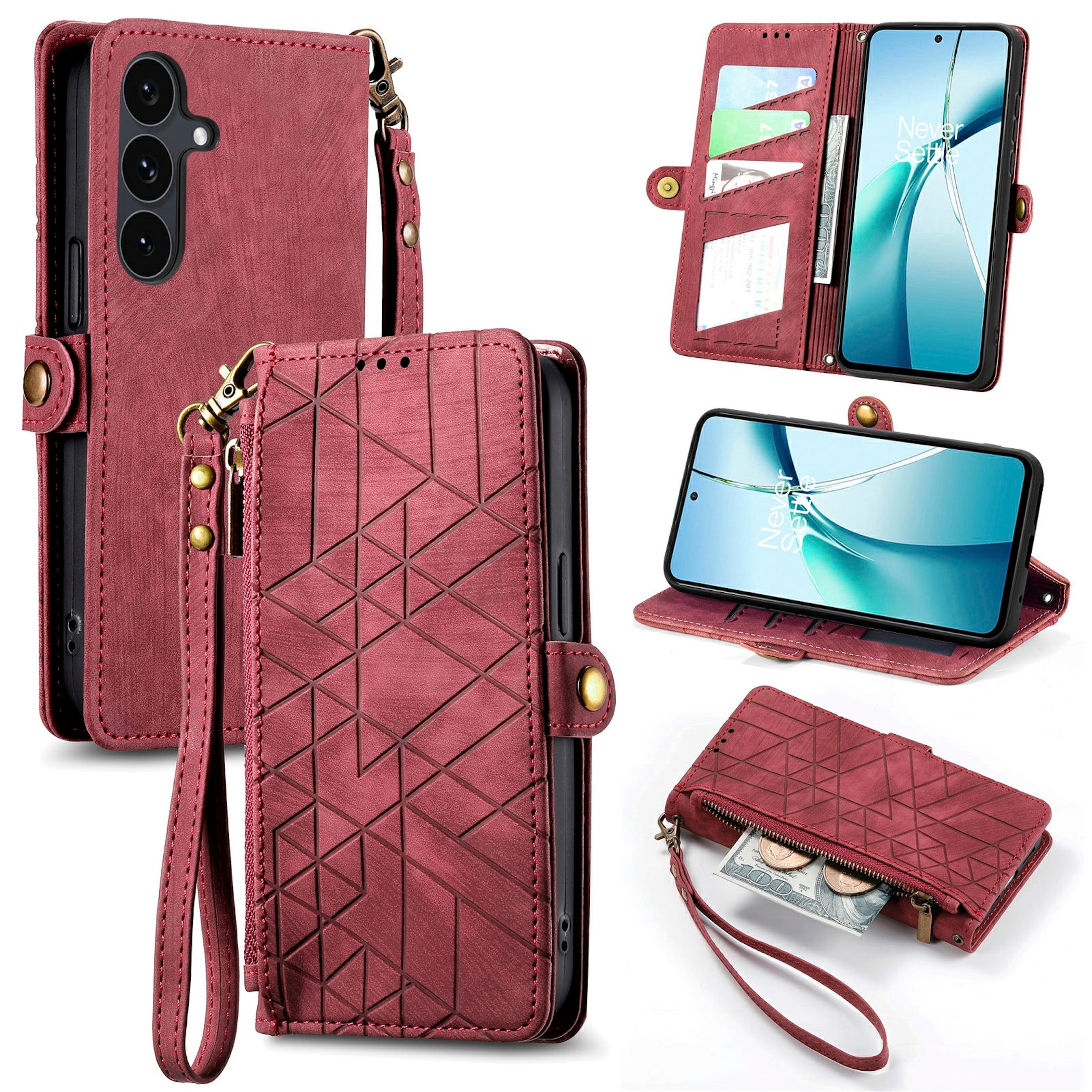 Handyh&uuml;lle Wallet Klapp Tasche f&uuml;r Samsung Galaxy S26 FE Kunstleder Zipper Etui - Bild 1