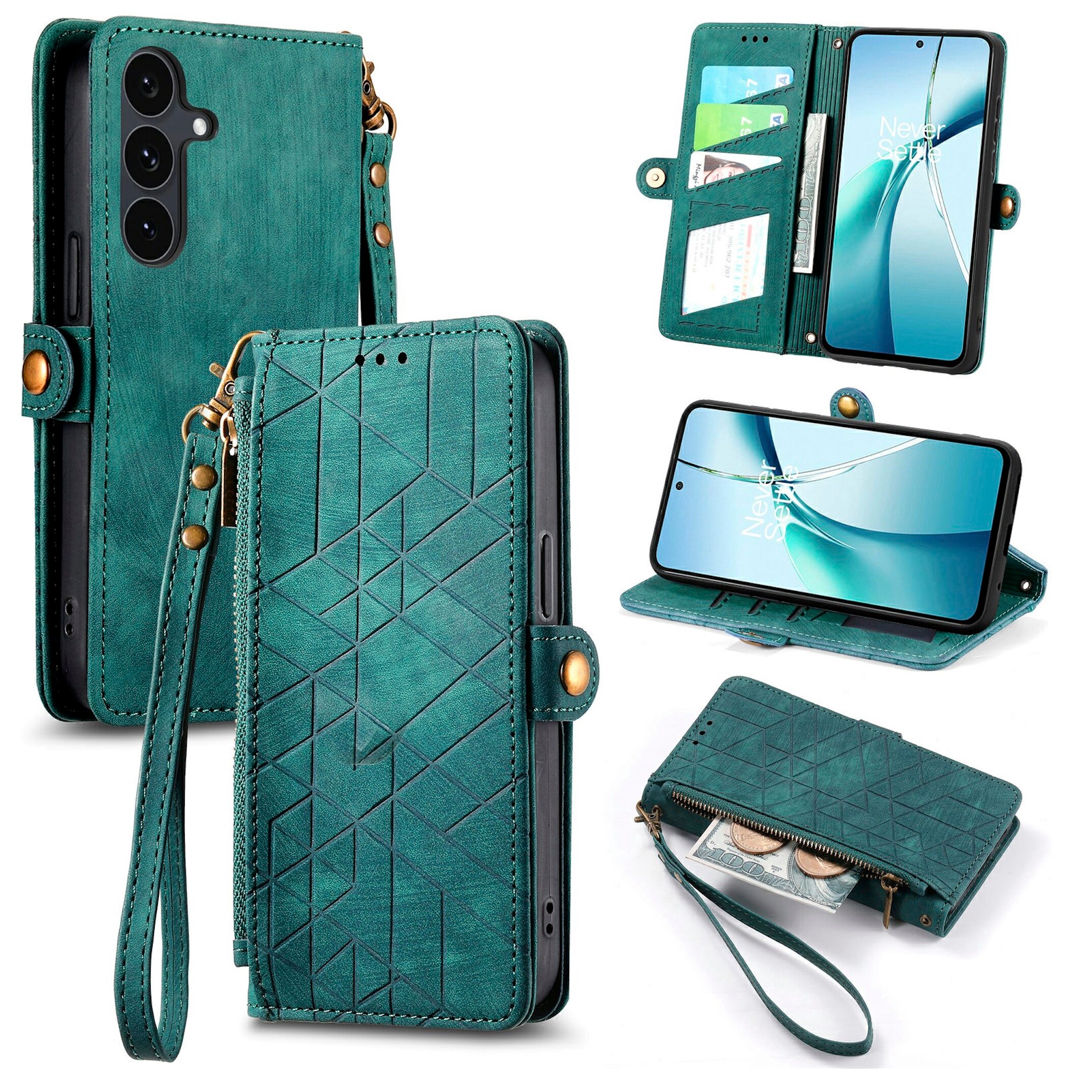 Handyh&uuml;lle Wallet Klapp Tasche f&uuml;r Samsung Galaxy S26 FE Kunstleder Zipper Etui - Bild 1