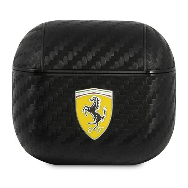 Scuderia Ferrari Apple AirPods 3 Cover Schwarz On Track Carbon Collection Silicone Schutzh&uuml;lle Case - Bild 1