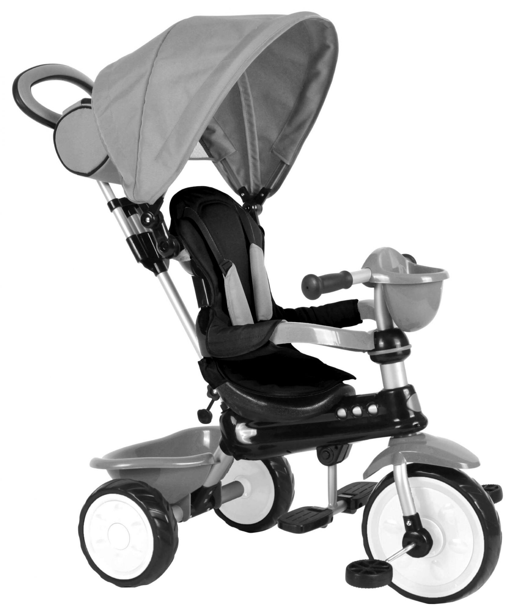 Kinder Dreirad QPlay Comfort 4in1 Grau UV-Dach Freilauf Grau - Bild 1
