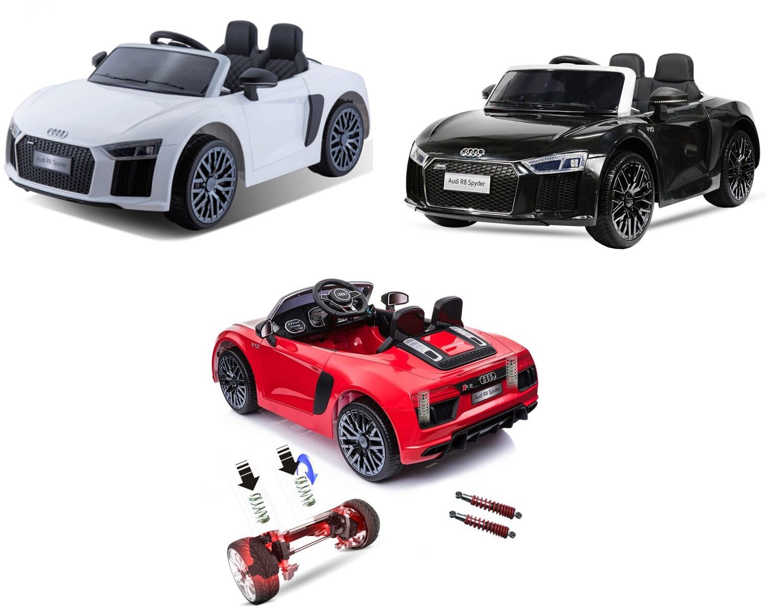 Audi R8 Spyder Kinder Auto Kinder Elektroauto Akku Kinderfahrzeug 12V (2 Sitzer) Schwarz - Bild 1