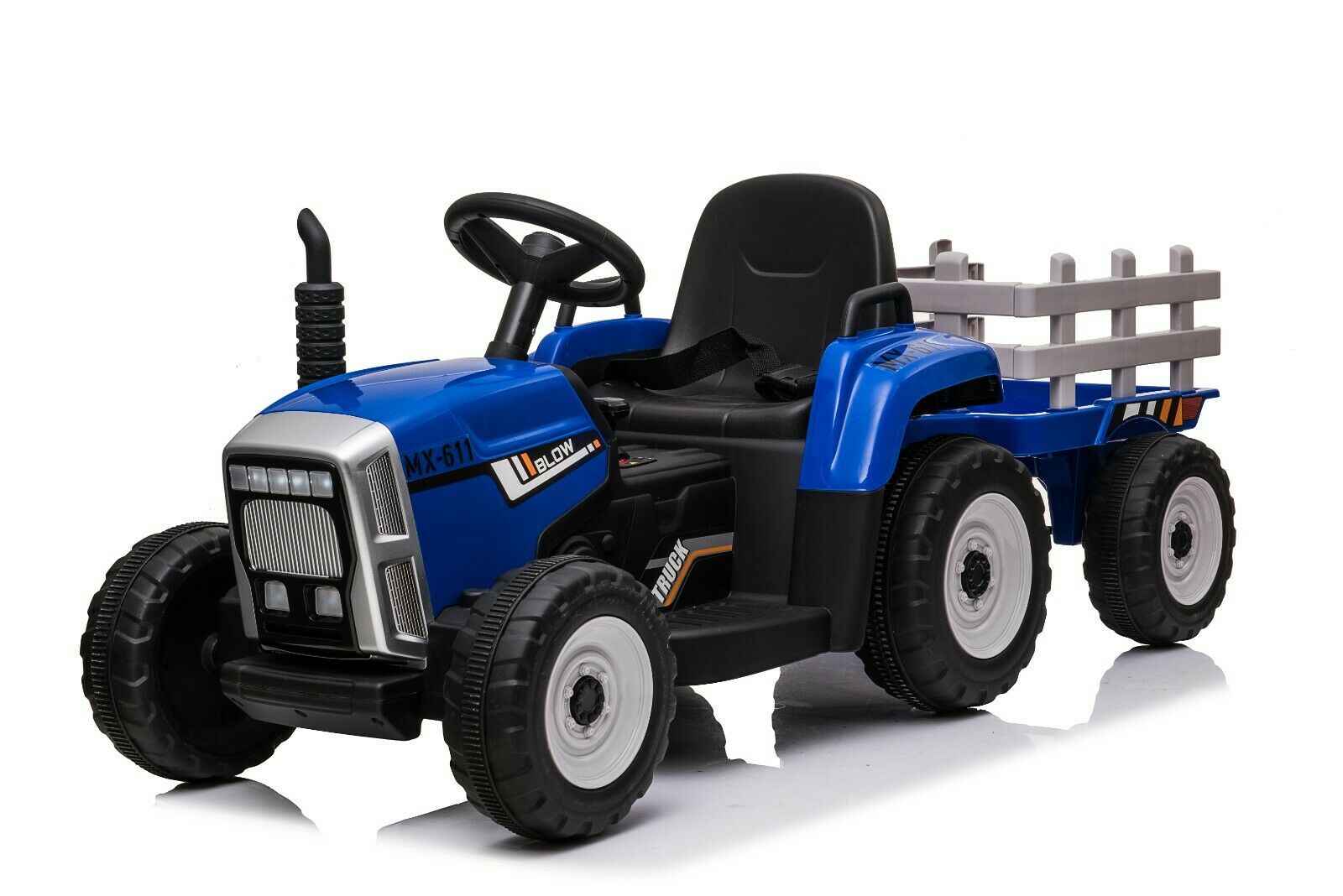 Kinder Elektroauto Traktor Anh&auml;nger Kinderauto Kinderfahrzeug Elektro 12V USB MP3 Blau - Bild 1