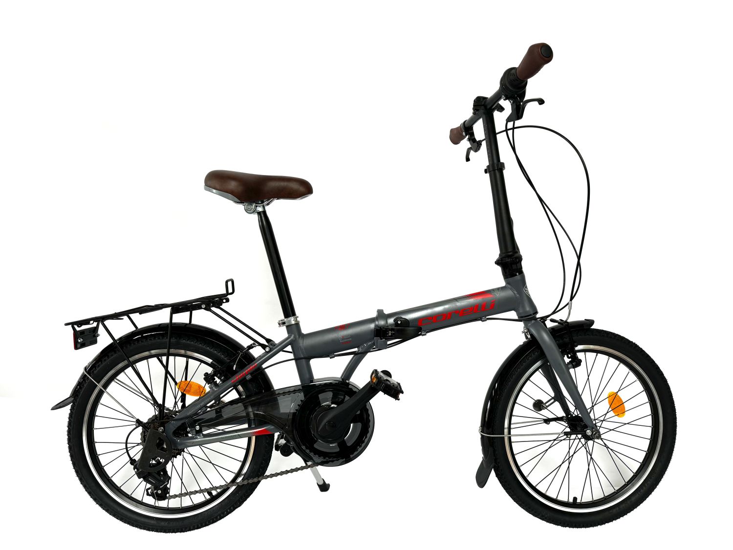 20 Zoll Alu Faltrad Klapprad Shimano 7-Gang-Schaltung Klappfahrrad Grau-Rot - Bild 1