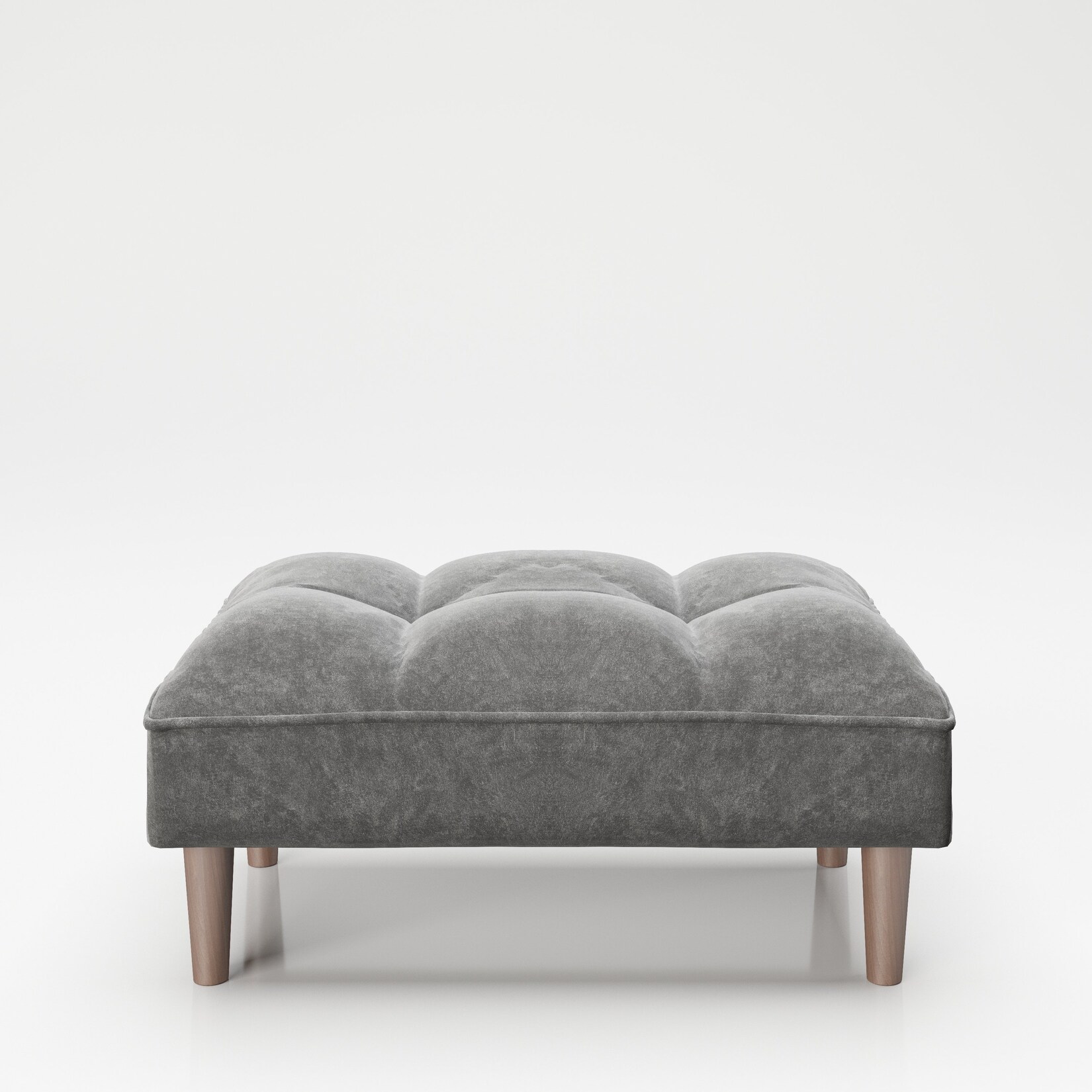 PLAYBOY – Ottoman „SCARLETT“ gepolsterte Fussablage passend zum Sofa, Samtstoff in Grau, Retro-Design | 07640136870202