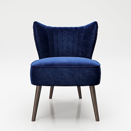 PLAYBOY - Sessel "HOLLY" gepolsterter Lounge-Stuhl mit Rückenlehne, Samtstoff in Blau mit Massivholzfüsse, Retro-Design - Bild 1