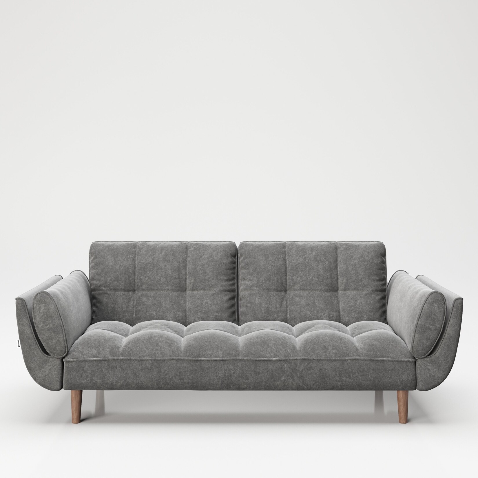 PLAYBOY – Sofa „SCARLETT“ gepolsterte Couch mit Bettfunktion, Samtstoff in Grau, Retro-Design | 07640136868964