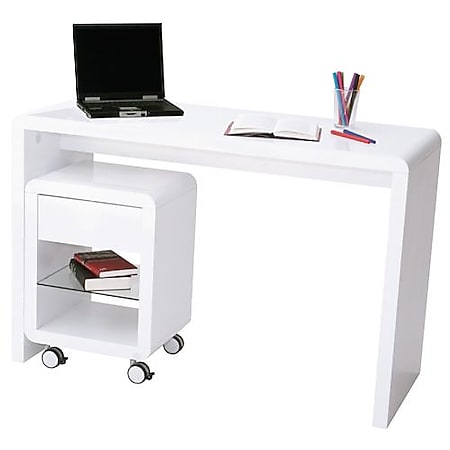 Prana - moderner Schreibtisch, Schminktisch, Bastelltisch, abgerundete  Kanten, weiss hochglanz online kaufen bei Netto