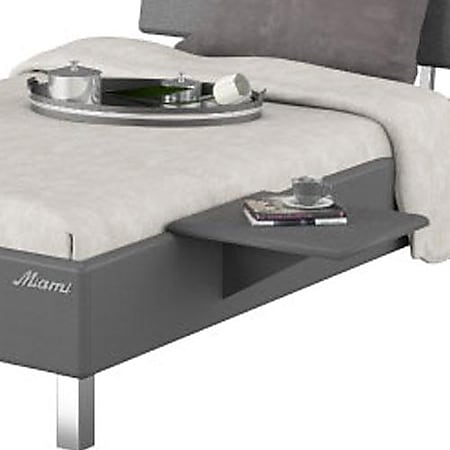 Miami Nachttisch zum einhängen in Jugendbett, Metallic Lackierung, chromfarbenes Logo aus hochwertigem Autoschriftzug, Grau Matt - Bild 1