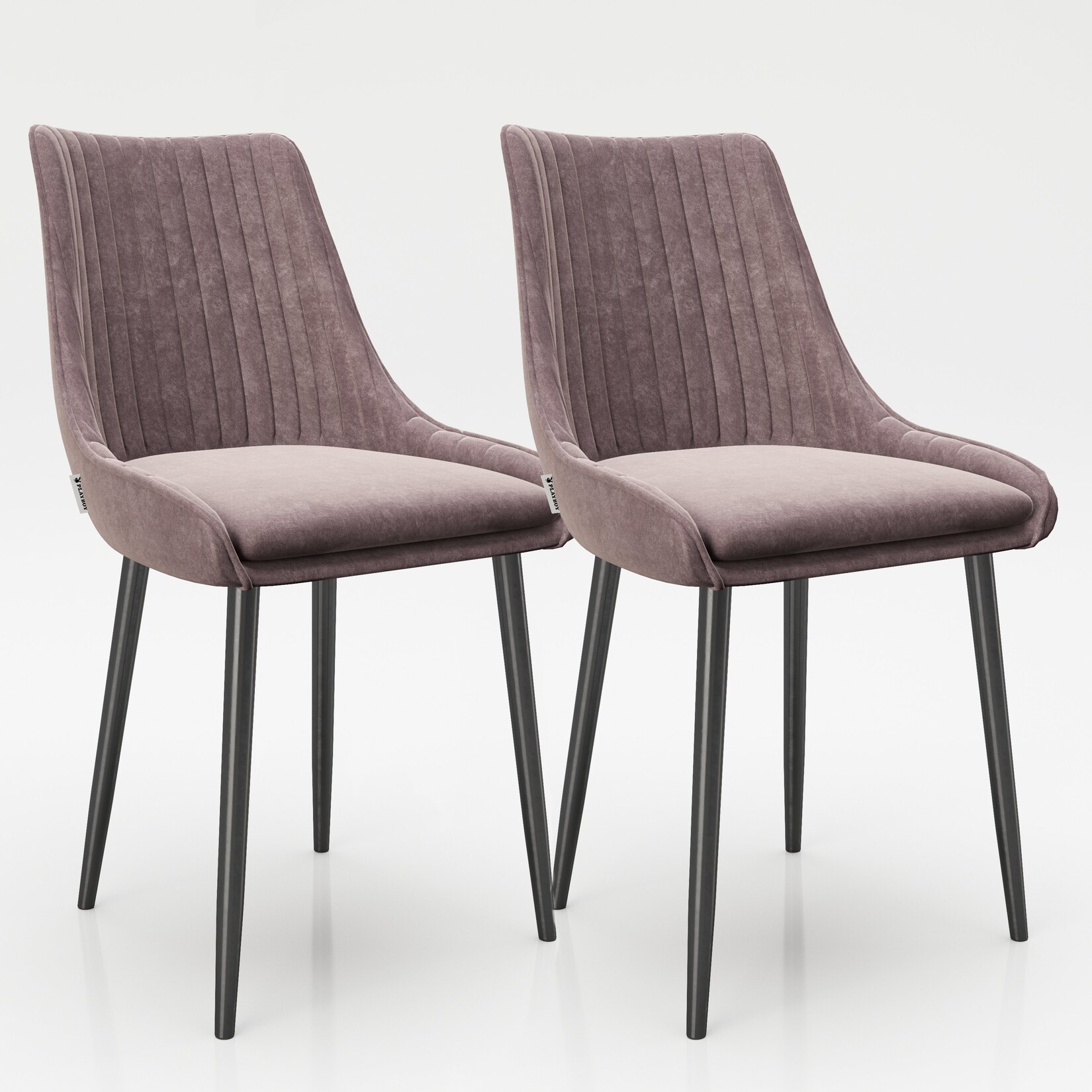 PLAYBOY – Esszimmerstuhl „SAMANTHA“, 2er Set, gepolsterter Sitz und Rücken, Samtstoff in Rosa, Metallfuss in Anthrazit Matt | 07640136868889