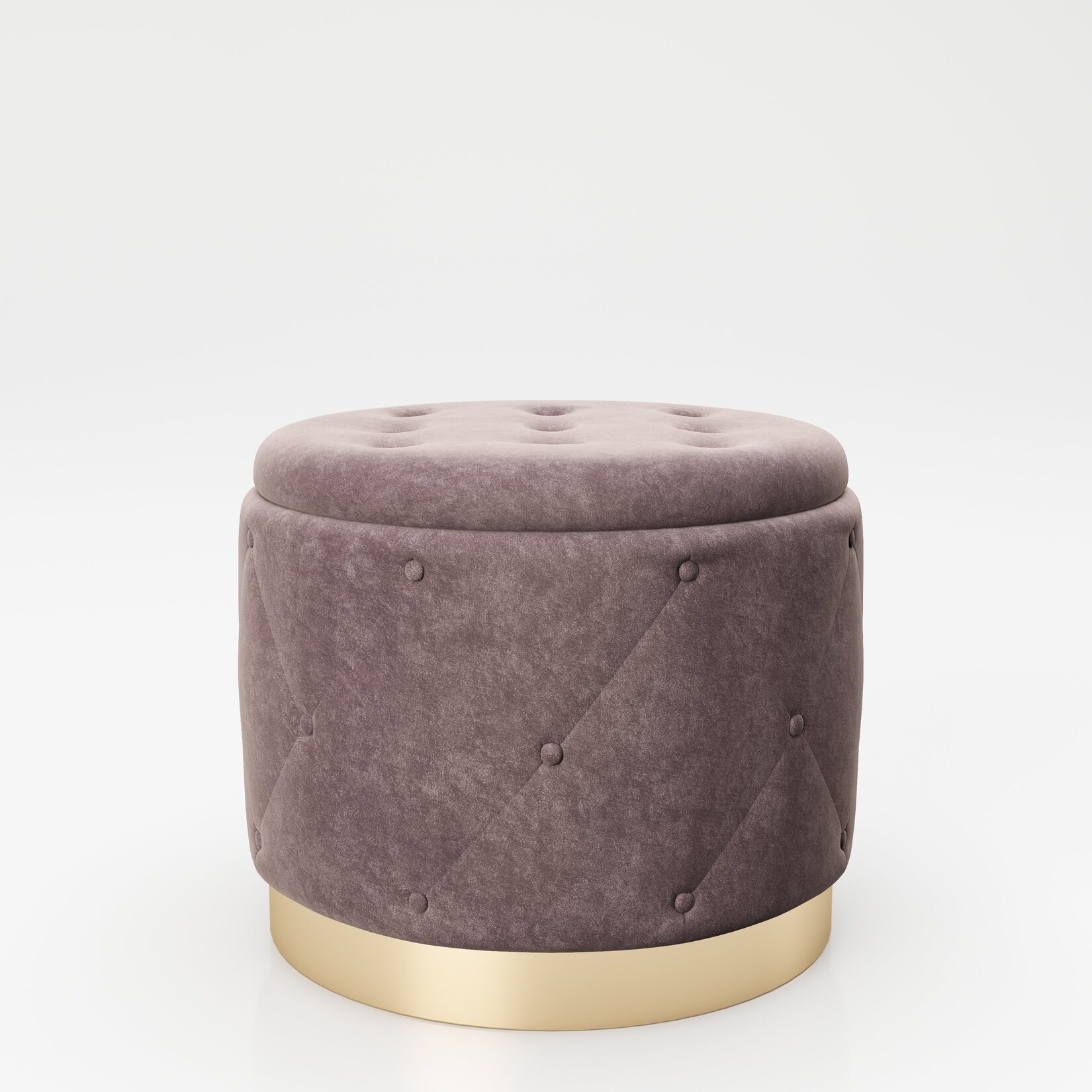 PLAYBOY – Pouf „LIZ“ gepolsterter Sitzhocker mit Stauraum, Samtstoff in Rosa und Chesterfield-Optik, goldener Metallfuss, Retro-Design | 07640136869756