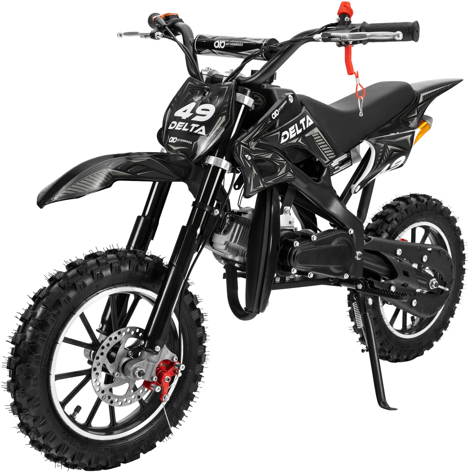 Mini-Crossbike Delta, Benzin-Motorrad, Pocketbike, Dirtbike, 49 ccm, bis zu 40 km/h, Scheibenbremsen  (Schwarz) | 01310570554759