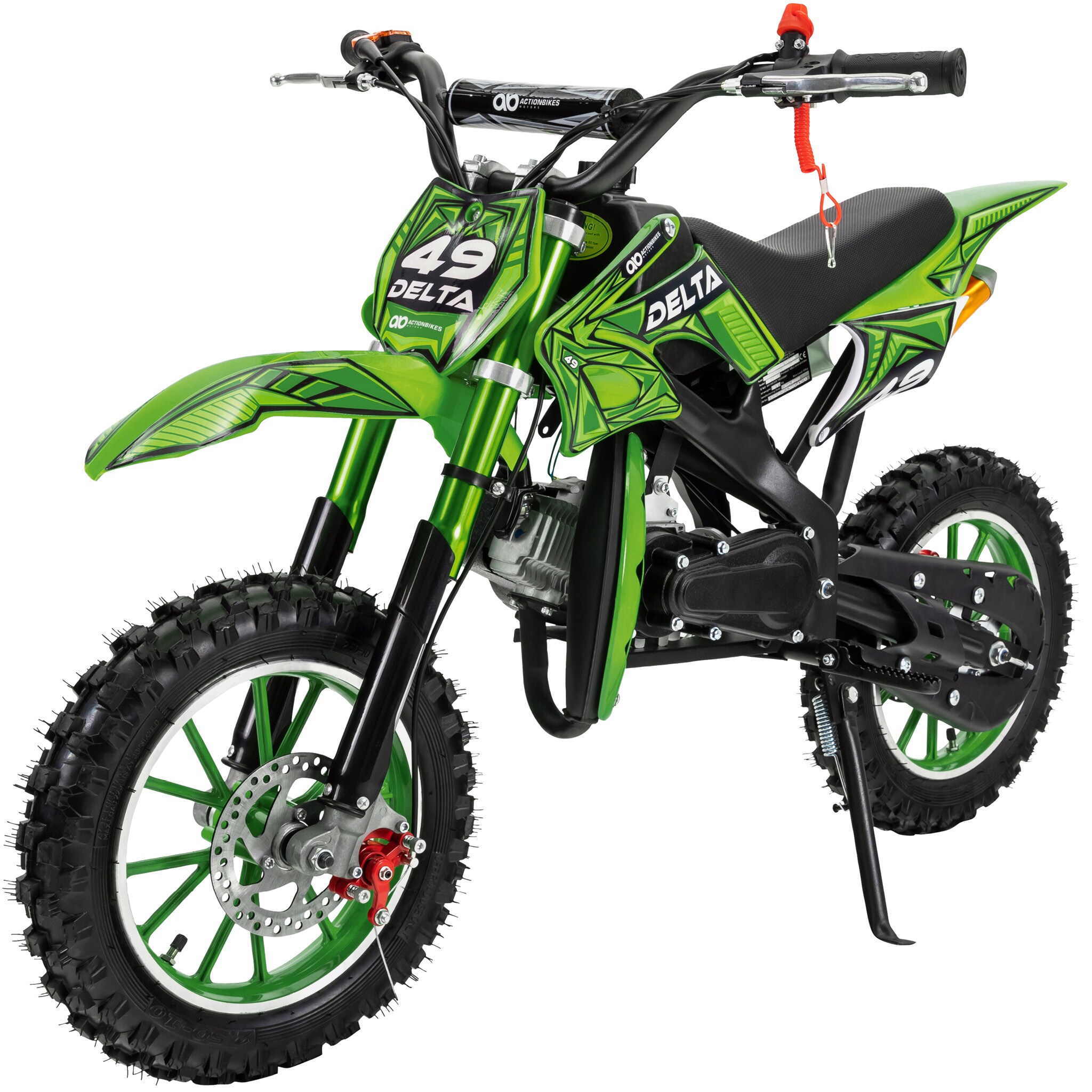 Mini-Crossbike Delta, Benzin-Motorrad, Pocketbike, Dirtbike, 49 ccm, bis zu 40 km/h, Scheibenbremsen  (Gruen) - Bild 1