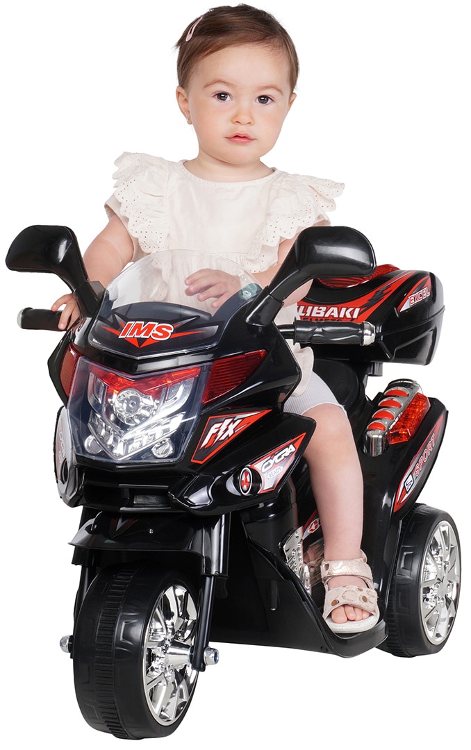Kindermotorrad C051, Kinder-Elektro-Motorrad mit 12-Watt-Motor, LED-Scheinwerfer, 2-Gang-Getriebe (Schwarz) - Bild 1