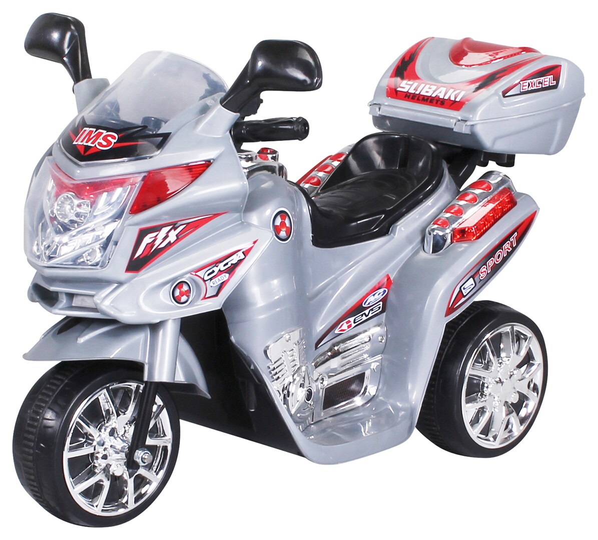 Kindermotorrad C051, Kinder-Elektro-Motorrad mit 12-Watt-Motor, LED-Scheinwerfer, 2-Gang-Getriebe (Silber) - Bild 1