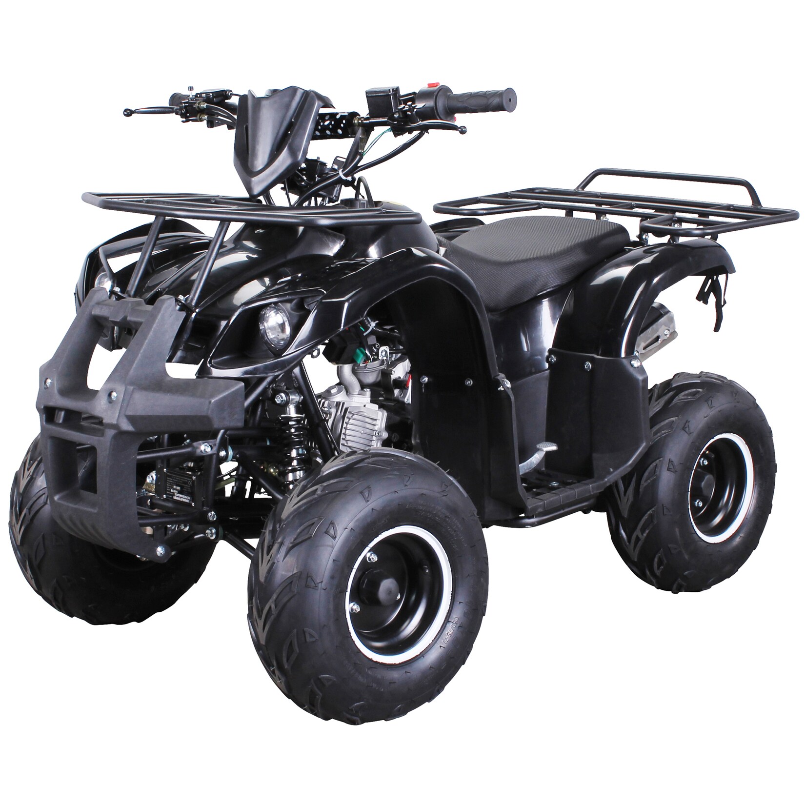 Benzin-Jugend-Quad S-8 Farmer, 125 ccm, ATV, Not-Aus-Leine, Automatik, Alarmanlage, Scheibenbremse (Schwarz)