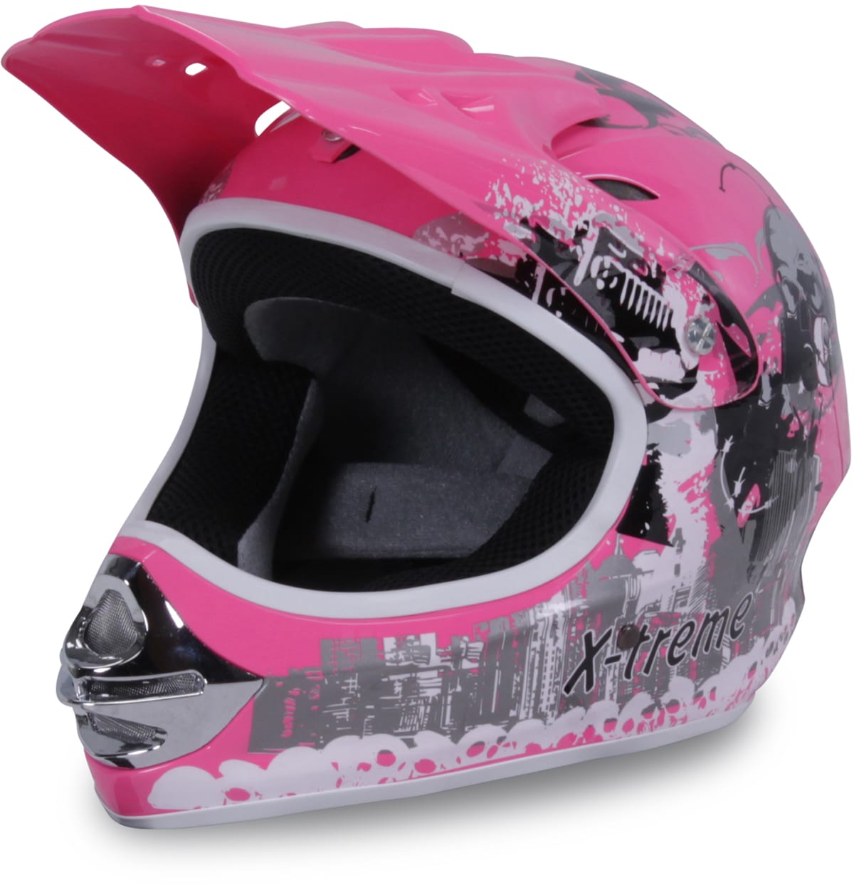 Crosshelm f&uuml;r Kinder, X-treme, Kinderhelm, Pink, Innenpolster, Be- und Entl&uuml;ftungssystem, Kinnriemen (XS) - Bild 1
