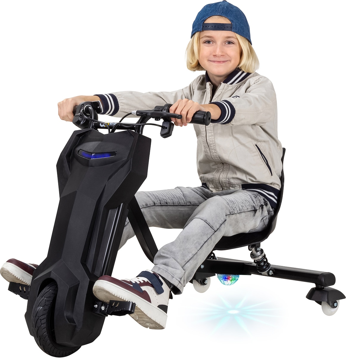 Elektro-Drift-Trike 360, Drift-Scooter f&uuml;r Kinder, 250 Watt, 36 Volt, bis zu 15km/h, LED-Beleuchtung (Schwarz) - Bild 1