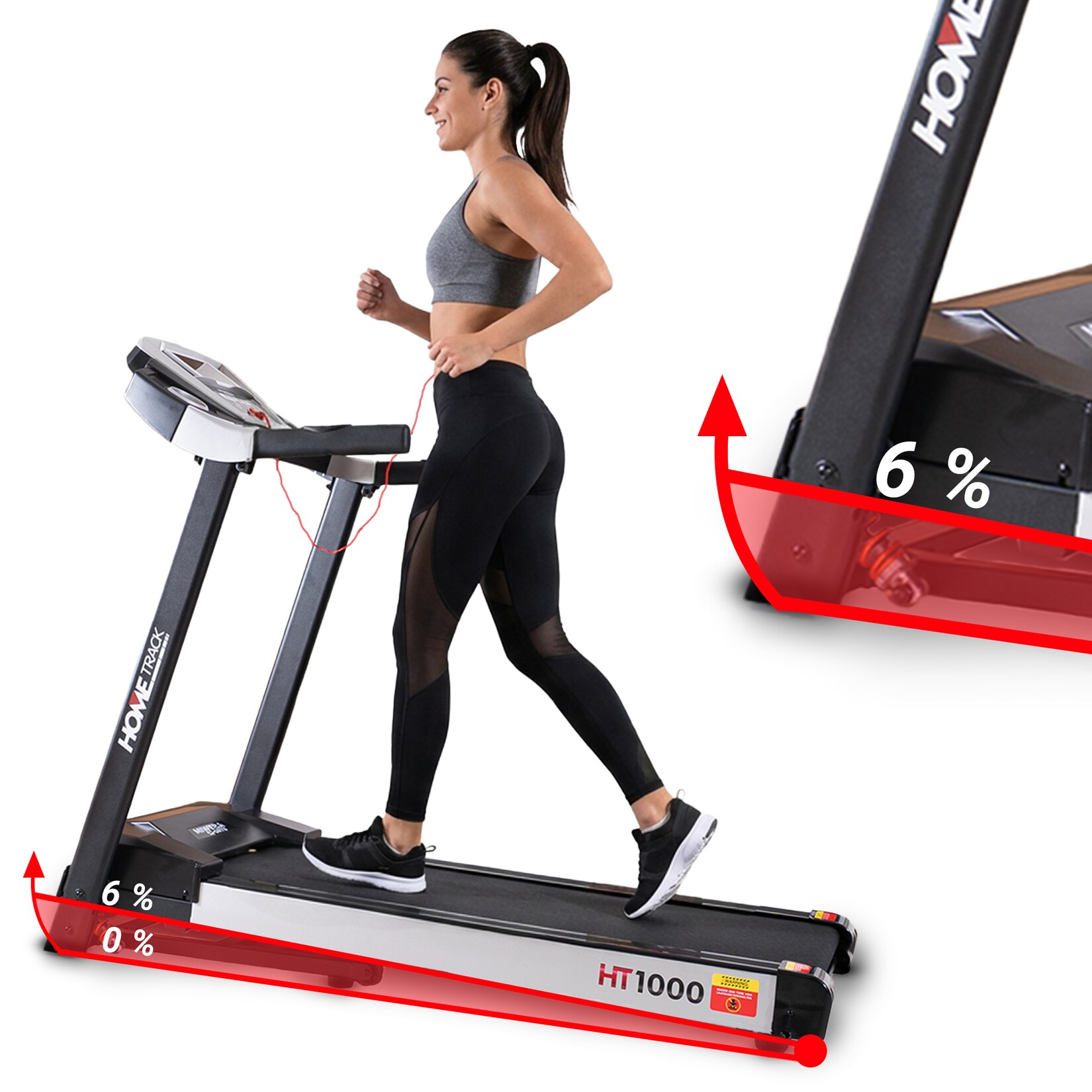 Miweba Sports Laufband Home Track HT1000F, klappbar, mit Steigung, 1-16km/h, Quick-Speed, Safety-Key (Schwarz)