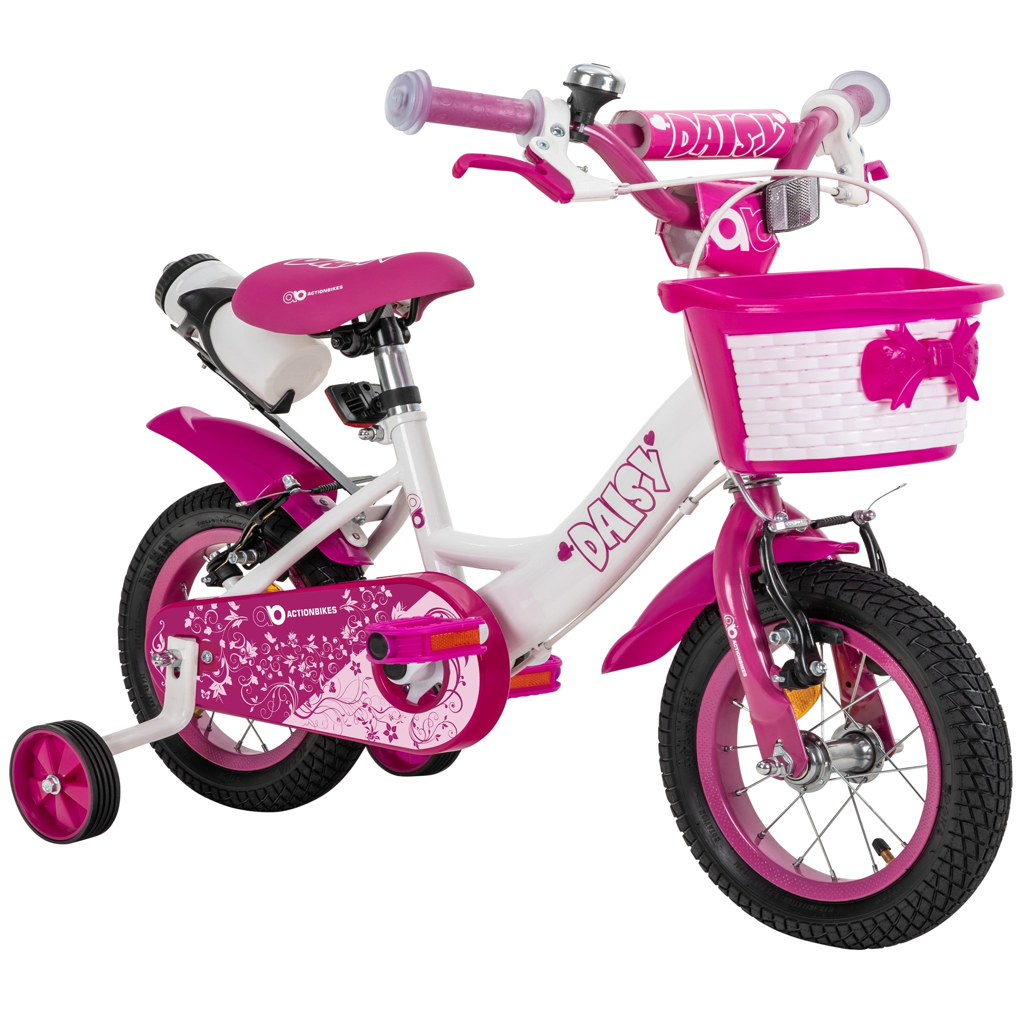 Actionbikes Kinderfahrrad Daisy 12 Zoll, pink, St&uuml;tzr&auml;der, Korb, V-Brake-Bremsen, Antirutschgriffe (East) - Bild 1