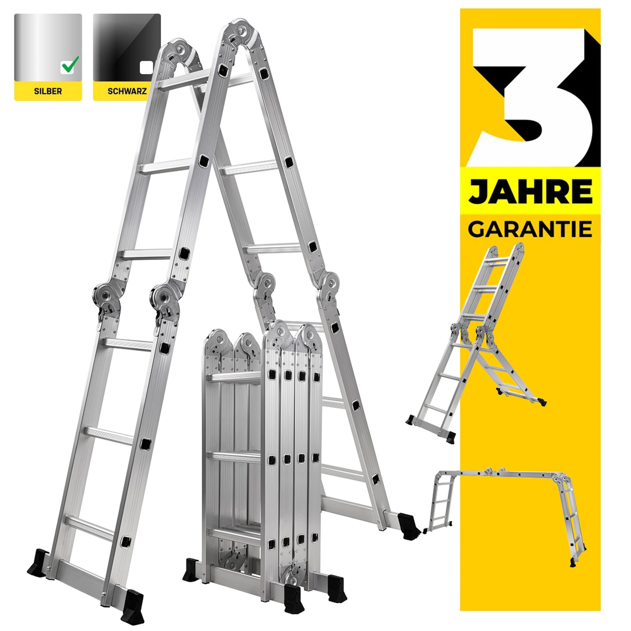 Craftfull Mehrzweckleiter CF-104A, 6in1, Gelenkleiter aus Aluminium, 3,5 -5,8 m, Anti-Rutsch-Profil (3.5 Meter 4x3 Sprossen) - Bild 1