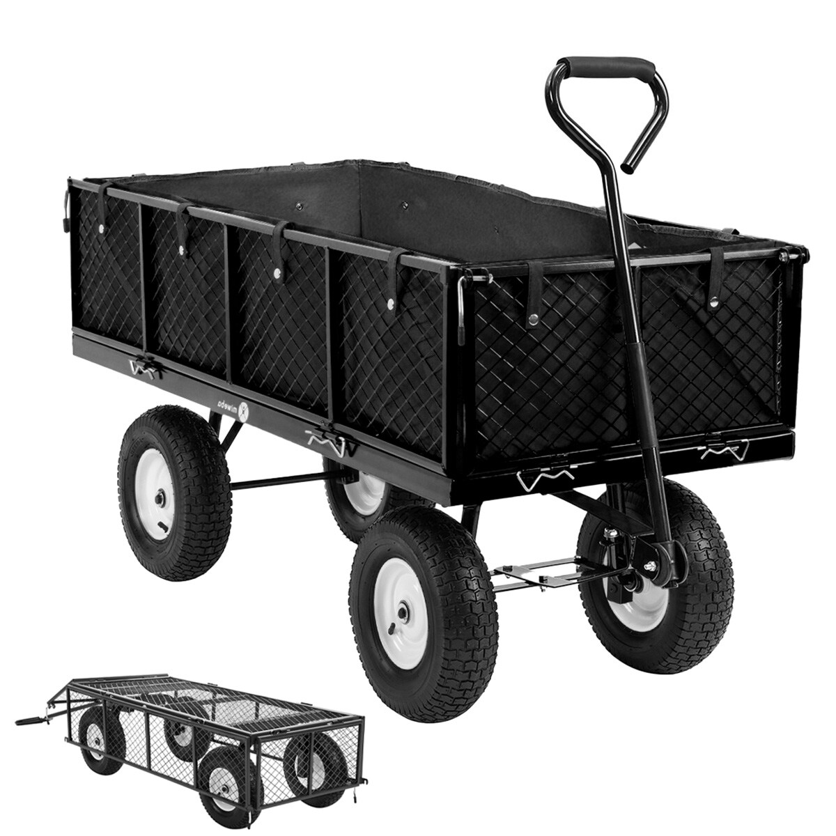 Miweba Bollerwagen MB-700, Transportwagen mit 700 kg Traglast, klappbar, Doppelachse, Stahlrahmen (Schwarz)