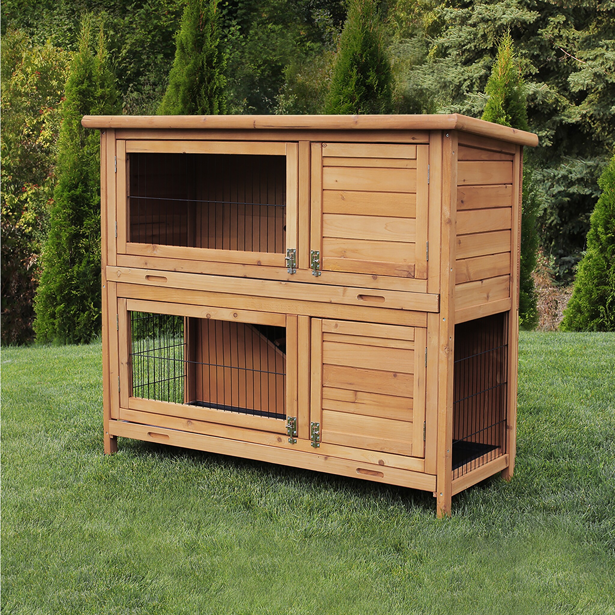 MyAnimal Hasenstall MH-20, 2-st&ouml;ckig, wetterfest, Kaninchenstall mit 4 T&uuml;ren, impr&auml;gniertes Holz (Braun) - Bild 1