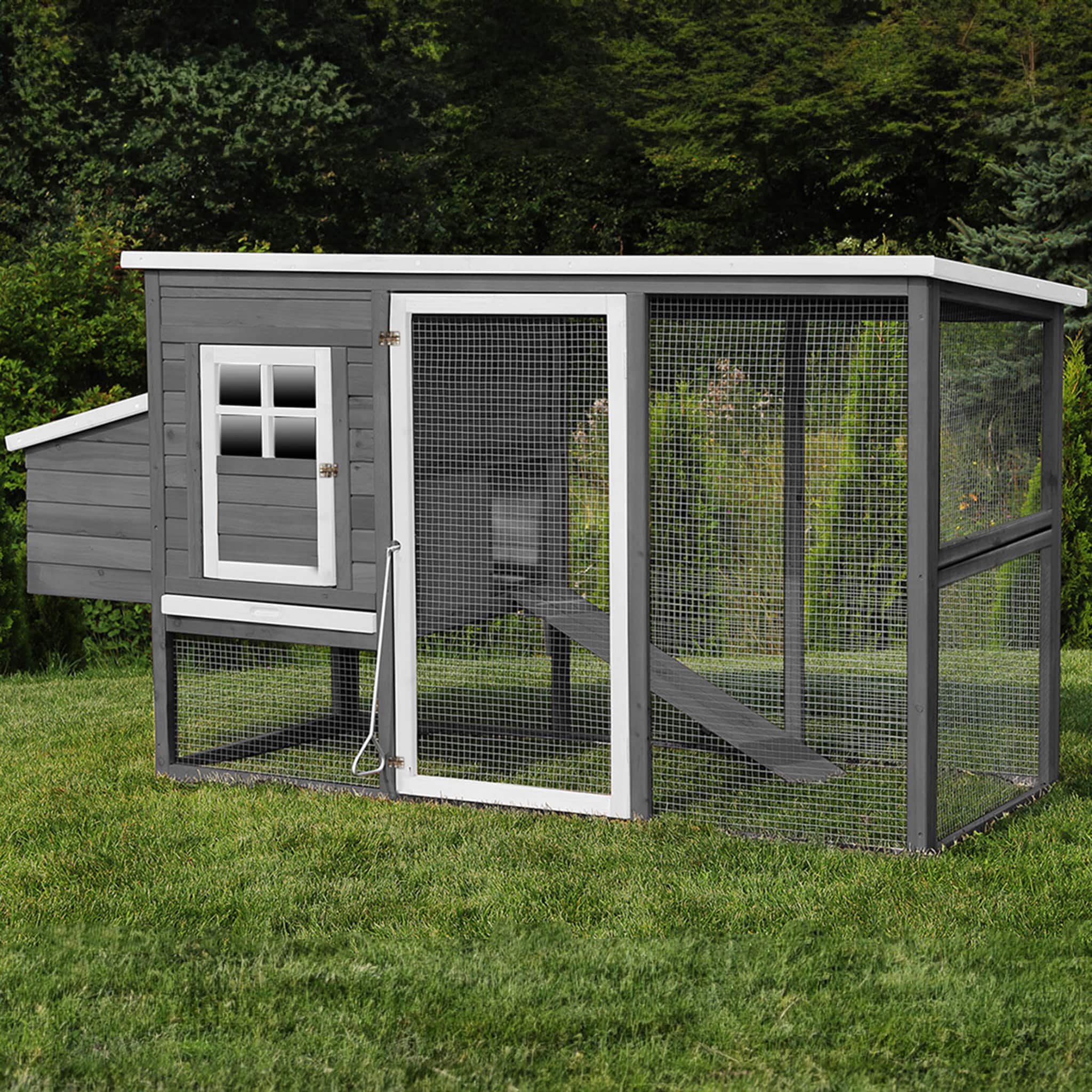 MyAnimal H&uuml;hnerstall f&uuml;r 4 H&uuml;hner MH-04 mit Eiablage, wasserabweisendes Dach, schutzimpr&auml;gniert (Grau) - Bild 1