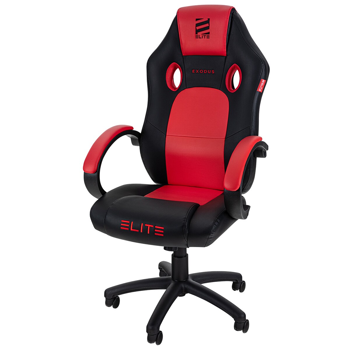 ELITE Gaming-Stuhl EXODUS, Memory-Schaum, extra hohe R&uuml;ckenlehne, Wippmechanik, Armpolster, MG100 (Schwarz Rot) - Bild 1