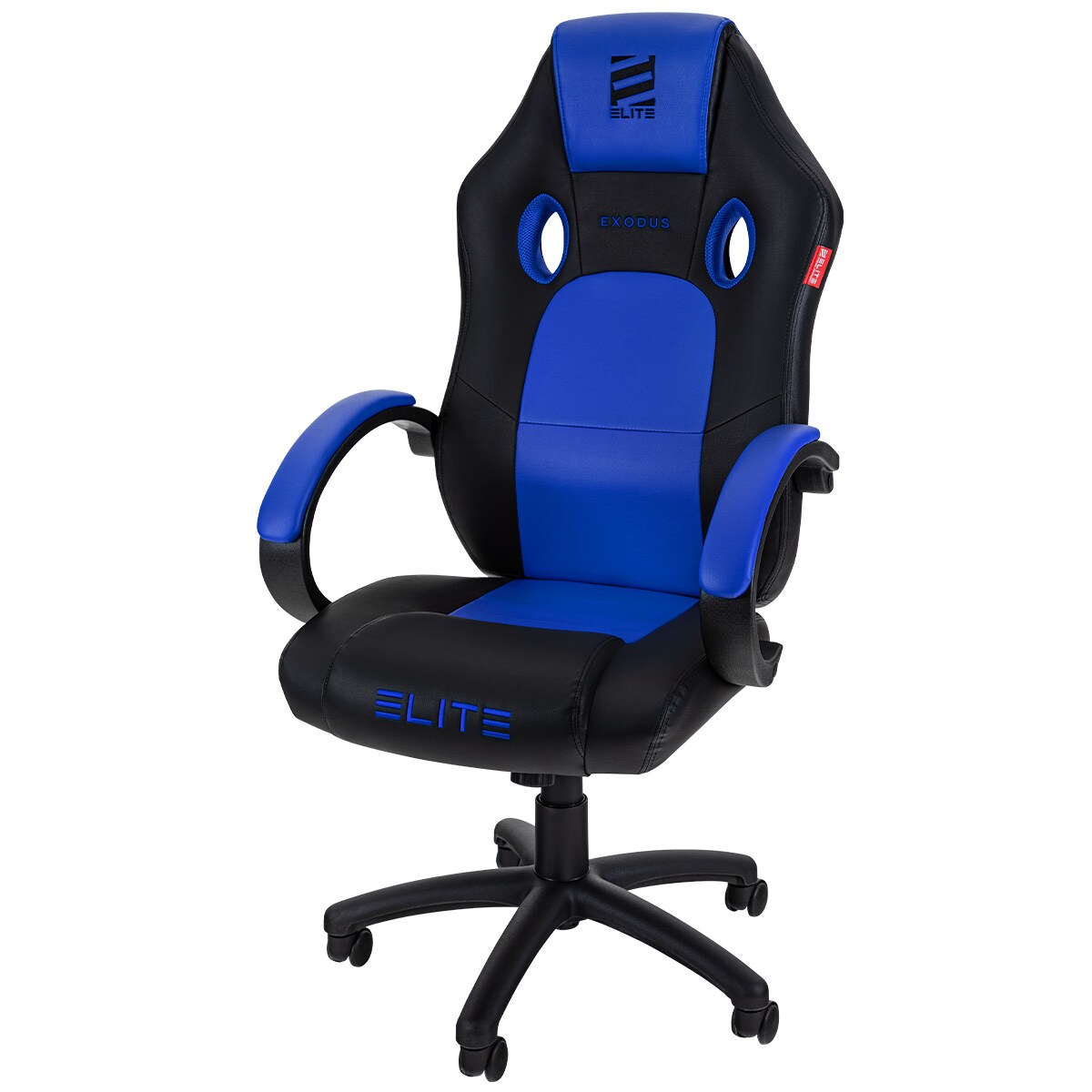ELITE Gaming-Stuhl EXODUS, Memory-Schaum, extra hohe Rückenlehne, Wippmechanik, Armpolster, MG100 (Schwarz/Blau)