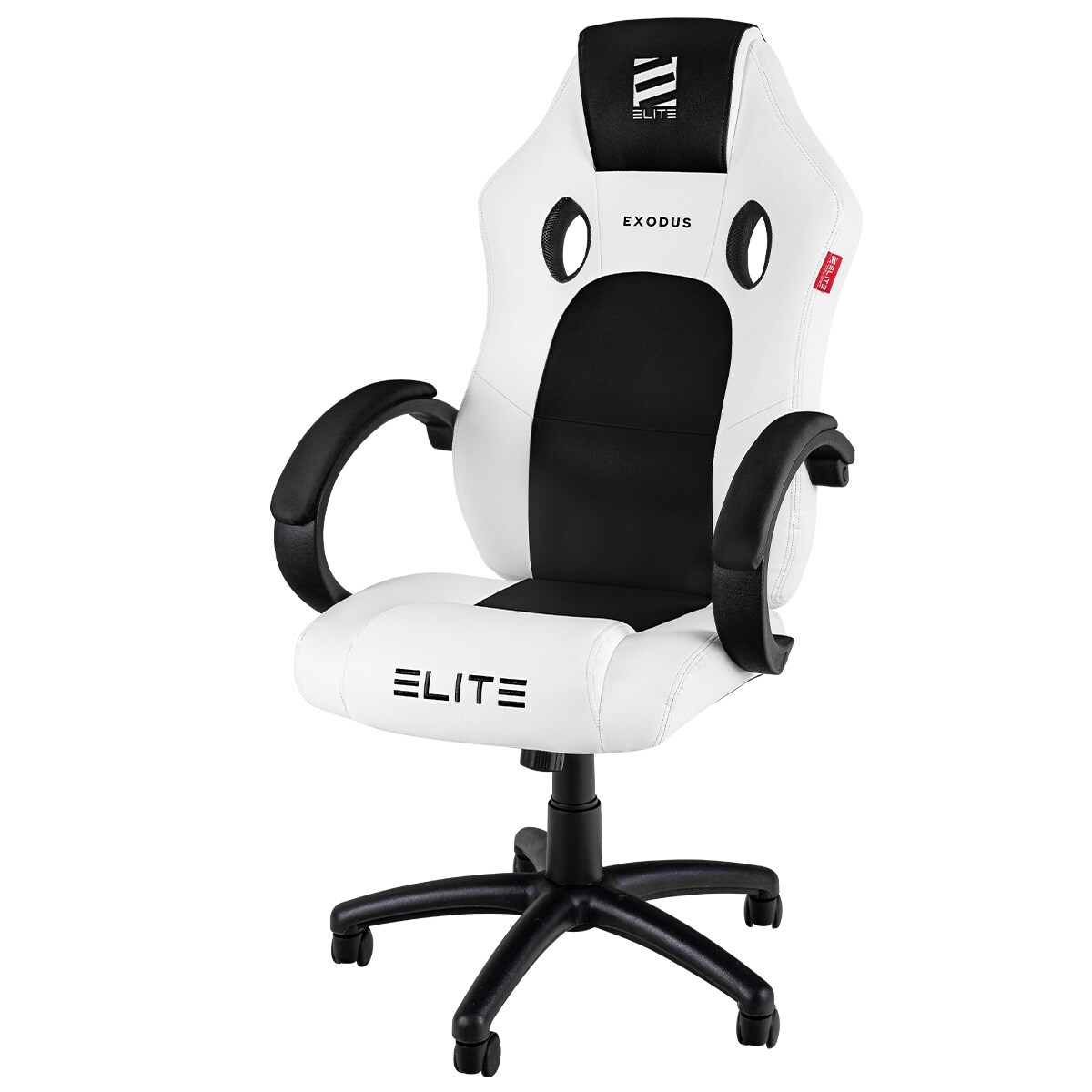 ELITE Gaming-Stuhl EXODUS, Memory-Schaum, extra hohe Rückenlehne, Wippmechanik, Armpolster, MG100 (Weiß/Schwarz) | 04056551044365