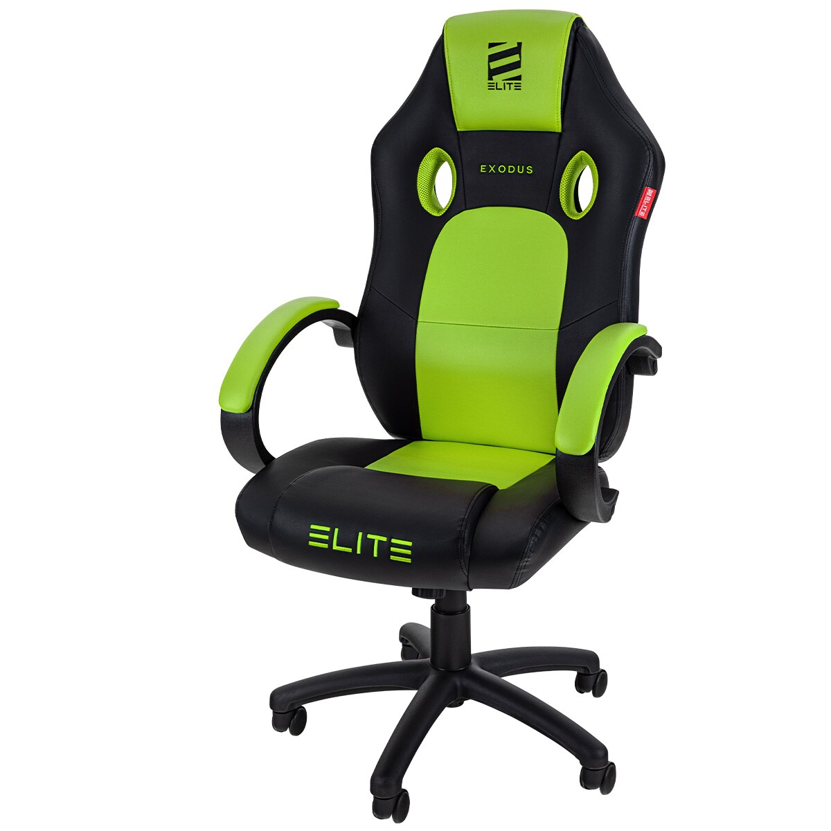 ELITE Gaming-Stuhl EXODUS, Memory-Schaum, extra hohe Rückenlehne, Wippmechanik, Armpolster, MG100 (Schwarz/Neongrün)