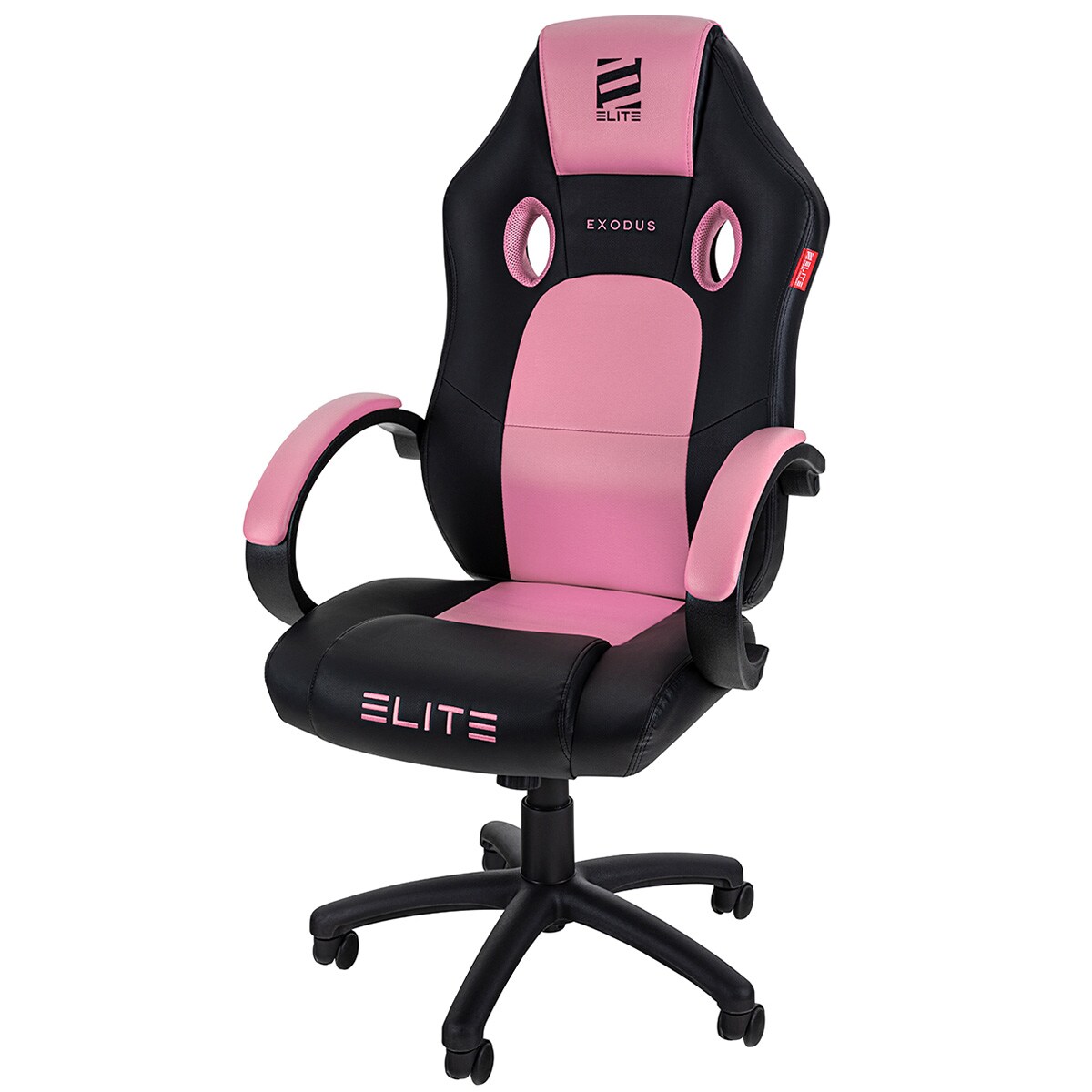 ELITE Gaming-Stuhl EXODUS, Memory-Schaum, extra hohe Rückenlehne, Wippmechanik, Armpolster, MG100 (Schwarz/Pink)