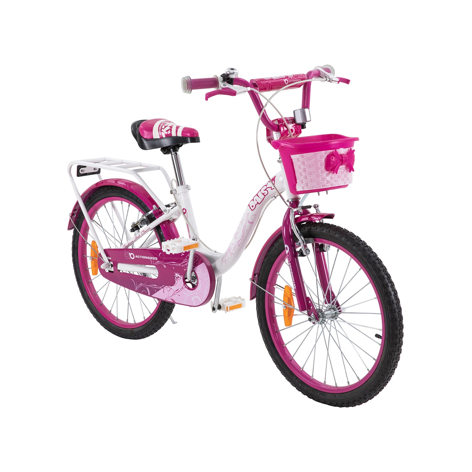 Actionbikes Kinderfahrrad Daisy 20 Zoll, pink, V-Brake-Bremsen, Antirutschgriffe, Kettenschutz, Korb (Classic)