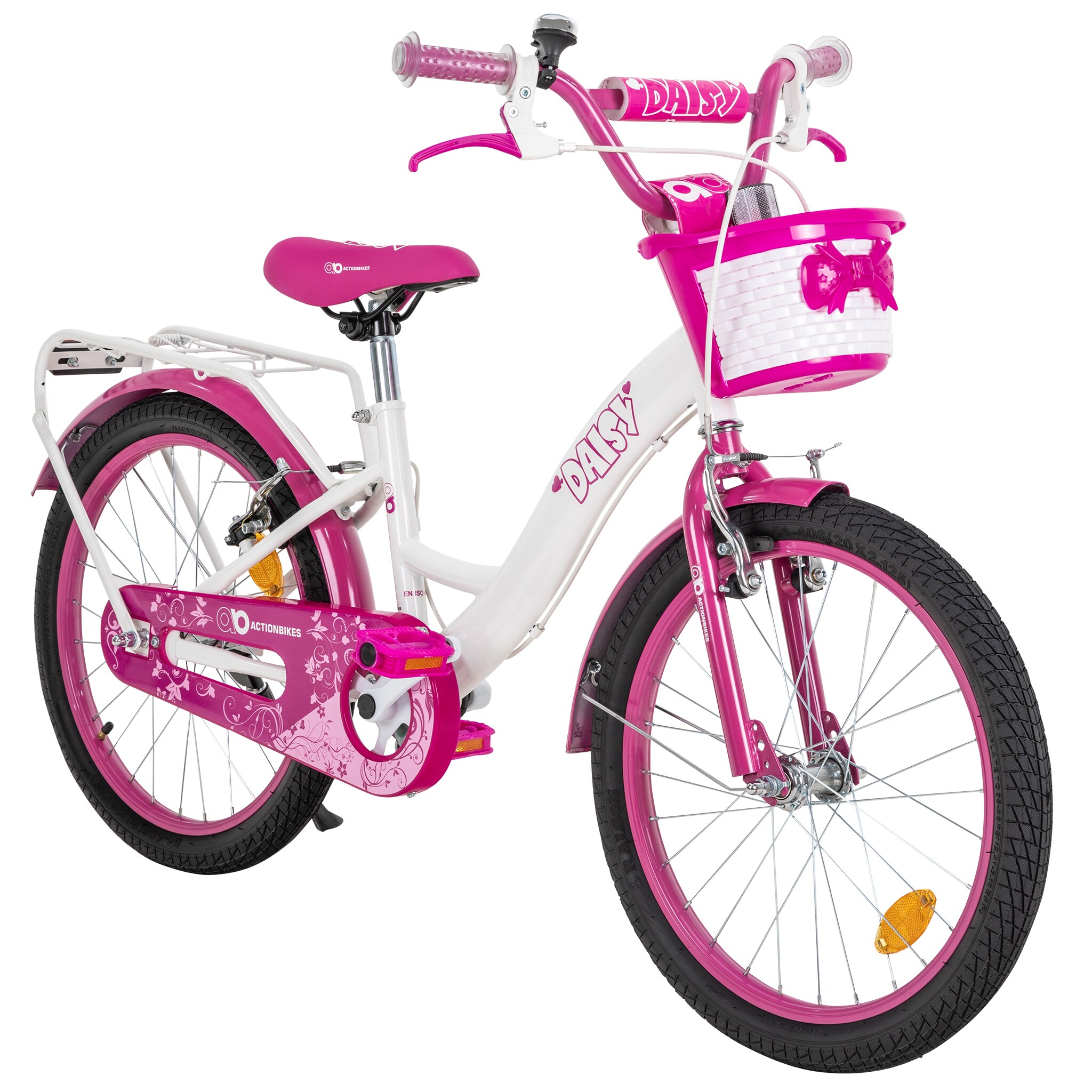 Actionbikes Kinderfahrrad Daisy 20 Zoll, pink, V-Brake-Bremsen, Antirutschgriffe, Kettenschutz, Korb (East) - Bild 1