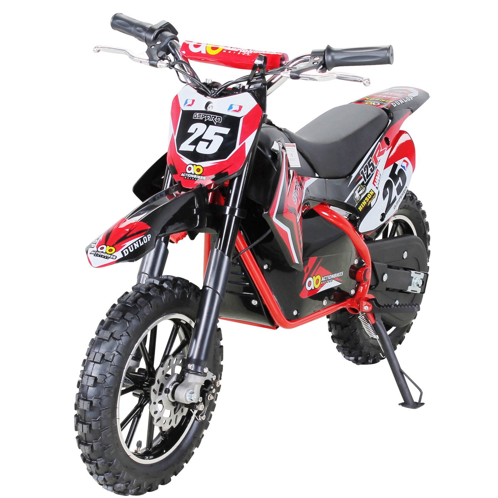 Kinder-Crossbike Gepard, Elektro-Kindermotorrad, 500 Watt, bis 24 km/h, verstärkte Gabel, ab 8 J. (Rot) | 04056551046208