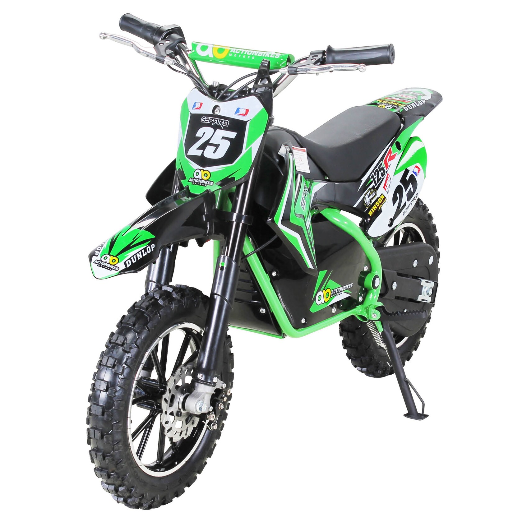 Kinder-Crossbike Gepard, Elektro-Kindermotorrad, 500 Watt, bis 24 km/h, verstärkte Gabel, ab 8 J. (Grün)