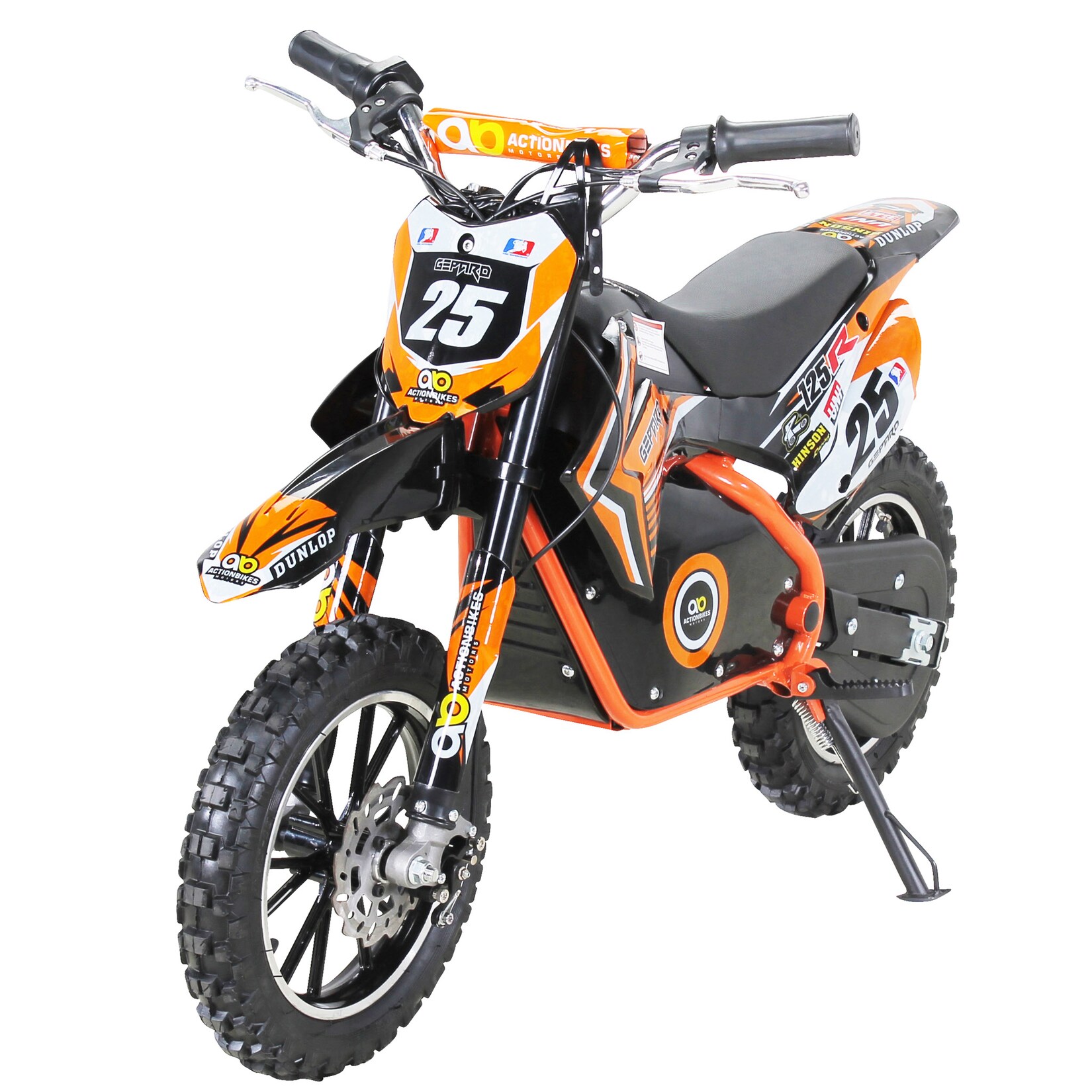 Kinder-Crossbike Gepard, Elektro-Kindermotorrad, 500 Watt, bis 24 km/h, verstärkte Gabel, ab 8 J. (Orange)