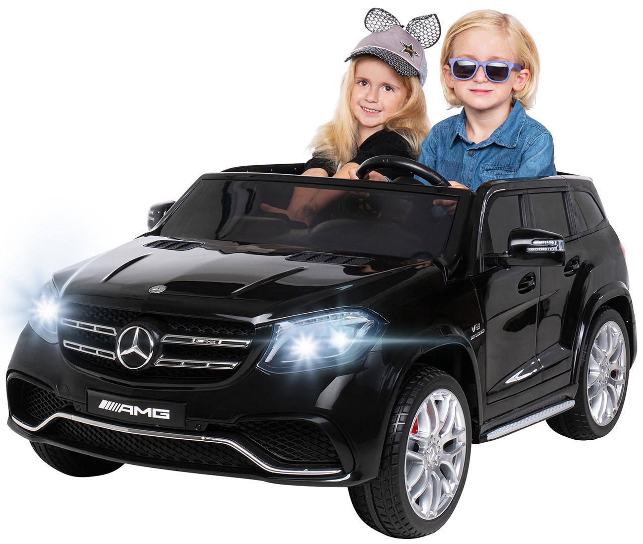Kinder-Elektroauto Mercedes GLS63, 2-Sitzer, Allrad, 4 x 45 Watt, Fernbedienung, LEDs, EVA-Reifen (Schwarz) - Bild 1