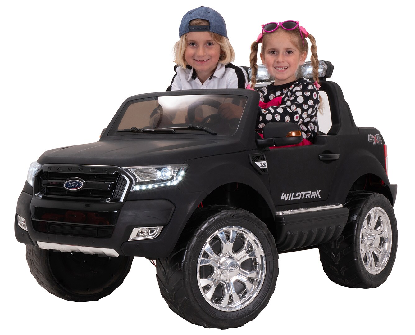 Kinder-Elektroauto Ford Ranger Wildtrak Allrad Lizenziert f&uuml;r 2 Personen (Matt Schwarz lackiert) - Bild 1