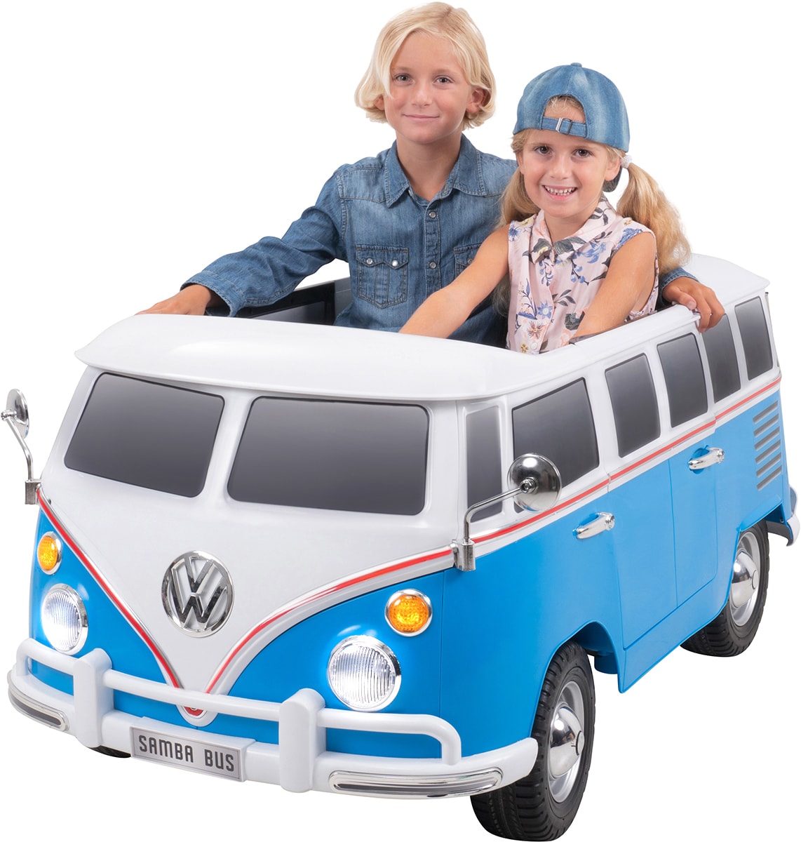Kinder-Elektroauto VW Bus Bulli T1 Samba Camper (Wei&szlig; Blau) - Bild 1