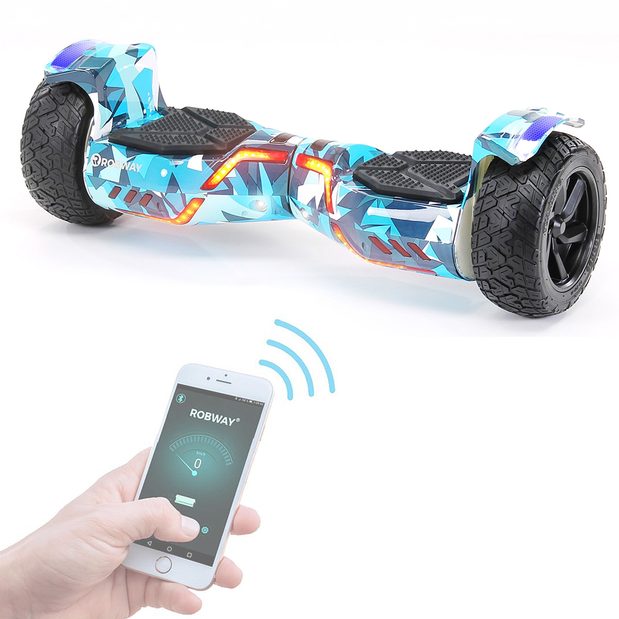 ROBWAY X2 Offroad-Hoverboard f&uuml;rs Gel&auml;nde, Erwachsene und Kinder, 8,5 Zoll, App, Bluetooth, 700 Watt (Navy Camo, Offroad) - Bild 1