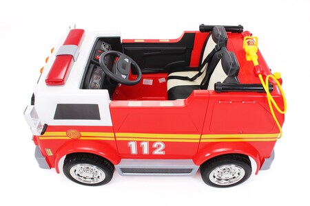 Kinder-Elektro-Feuerwehrauto LL911, 2-Sitzer, Sirene, Spritze, EVA