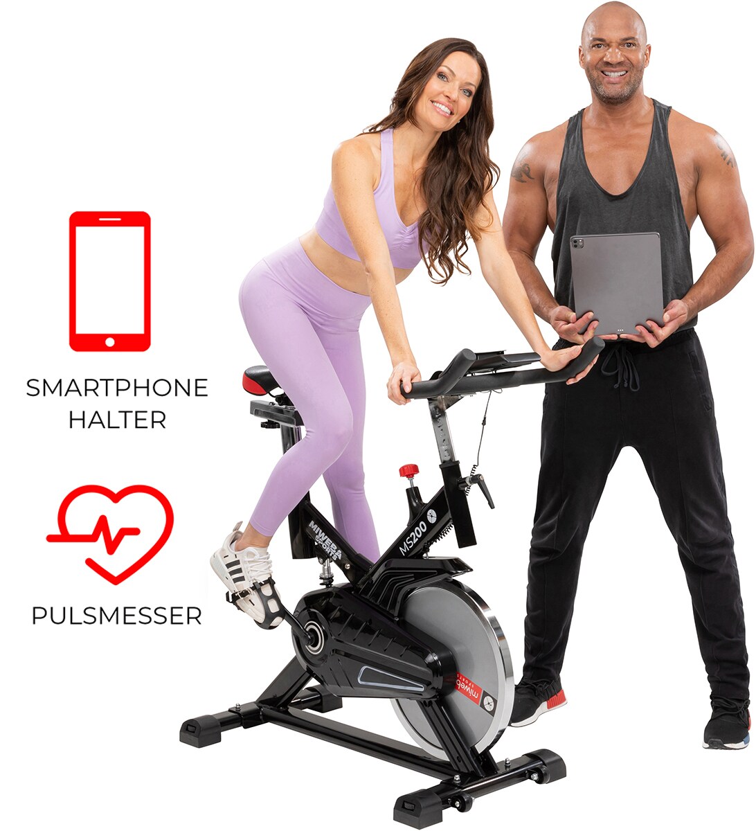 Miweba Sports Indoor Cycle MS200, 13 kg Schwungrad, f&uuml;r zuhause geeignet (Schwarz) - Bild 1