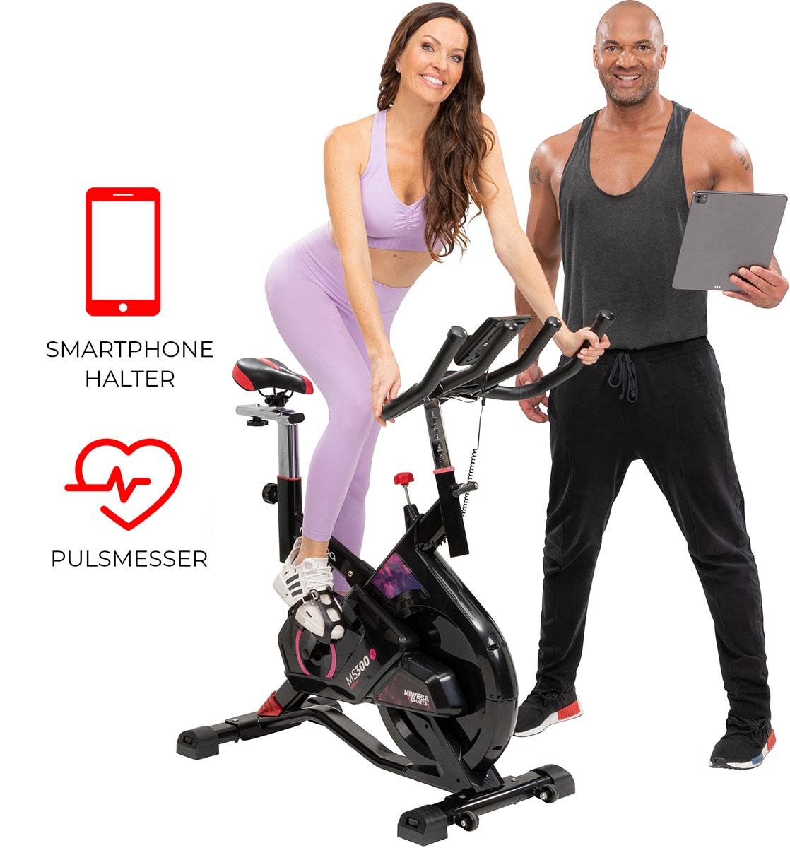 Miweba Sports Indoor Cycle MS300, 13 kg Schwungrad, f&uuml;r zuhause geeignet (Schwarz) - Bild 1