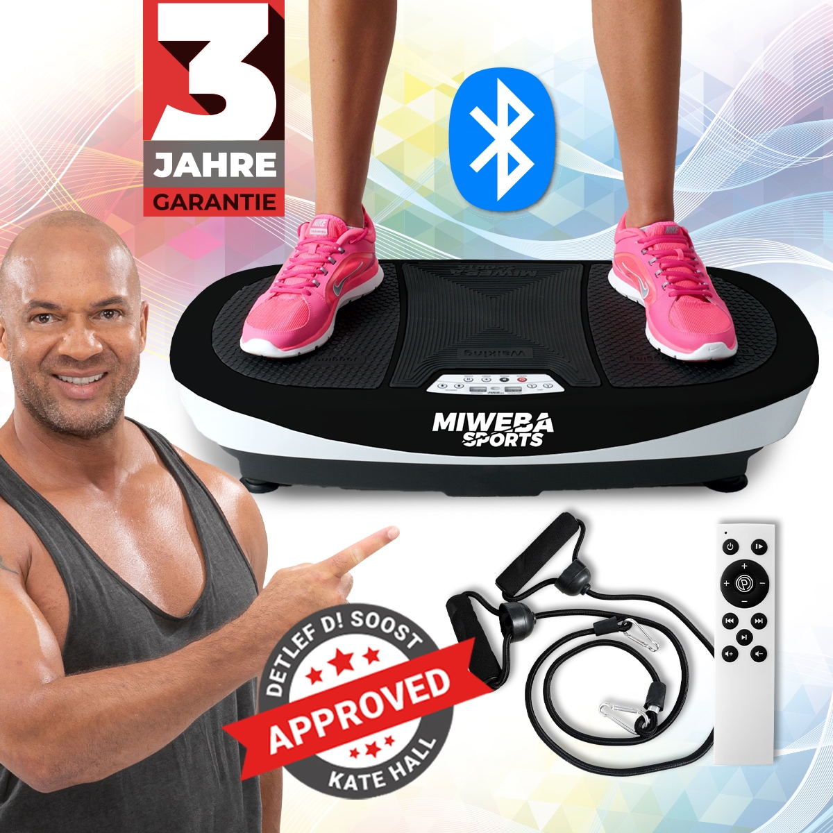 Miweba Sports Vibrationsplatte MV200, 3D-Vibration, Fernbedienung, Bluetooth, Display, 2 x 200 Watt (Schwarz) - Bild 1