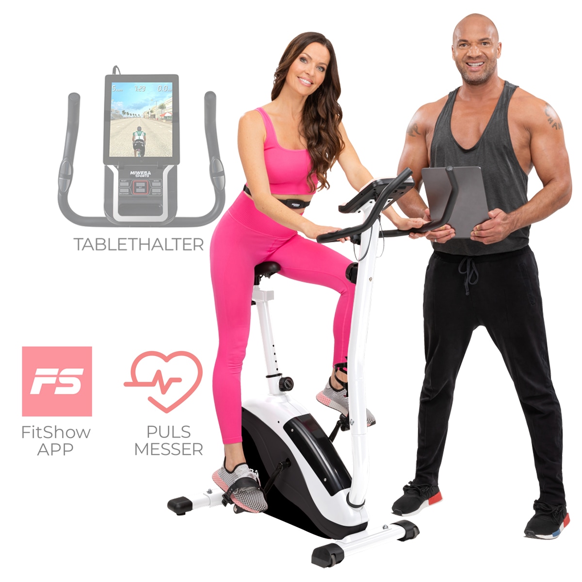 Miweba Sports Ergometer ME400, Fahrradergometer f&uuml;r zuhause, sitzend, 12 kg Schwungmasse (Schwarz Wei&szlig;) - Bild 1