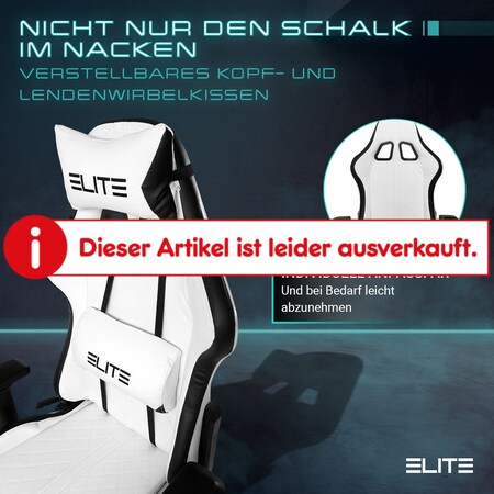 ELITE Gaming-Stuhl RESPAWN, 4D-Armlehnen, 90 Grad Rückenlehne, Kopf-/  Lendenkissen, Sitz verstellbar (LED Weiß/Schwarz) online kaufen bei Netto