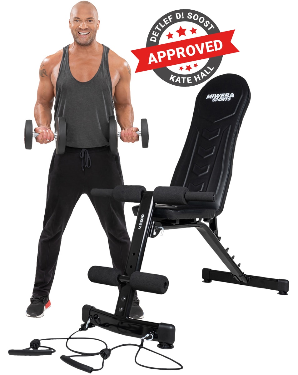 Miweba Sports Hantelbank MB200, klappbar, Schr&auml;gbank/Flachbank, verstellbar, 200 kg, EVA-Polster (MB-200PowerRope) - Bild 1