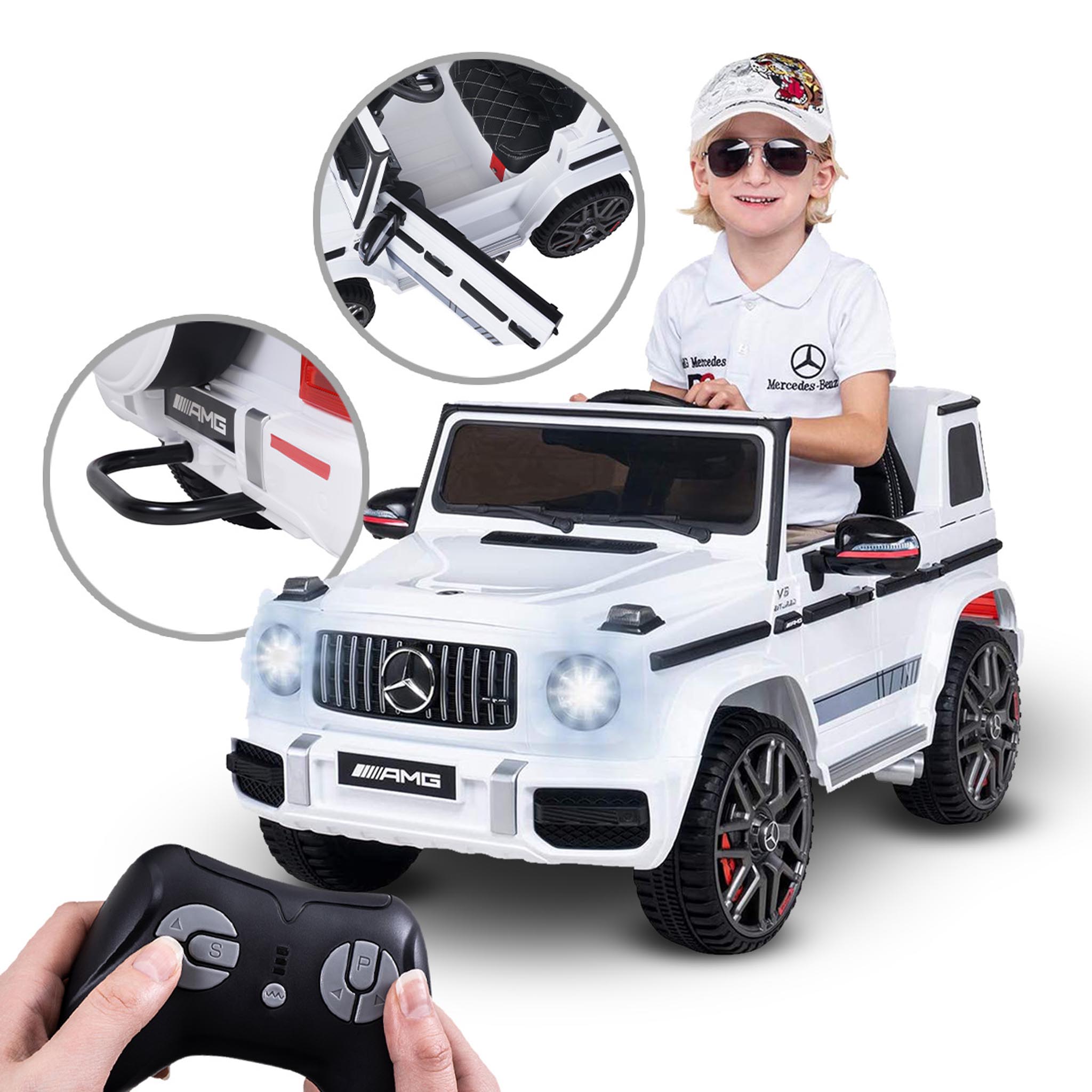 Kinder-Elektroauto Mercedes AMG G63 W463, Bremsautomatik, 3-6 km/h, Soft-Start, LED, Fernbedienung (Wei&szlig;) - Bild 1